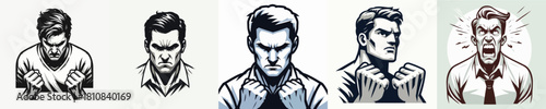 vector image of an angry man with a white background
