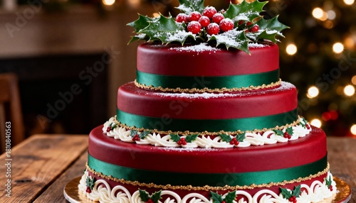 Festive Tiered Christmas Cake