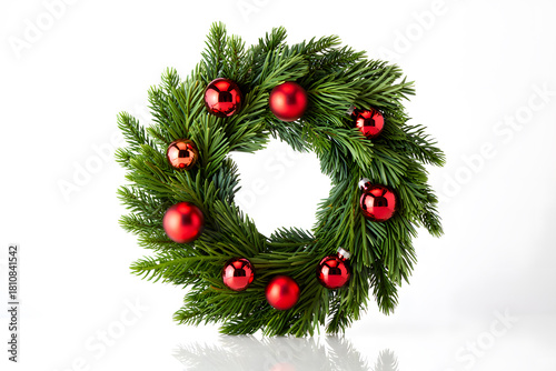 christmas wreath on white background