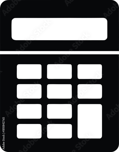 Black calculator business finance icon for accounting and financial planning isolated on transparent background