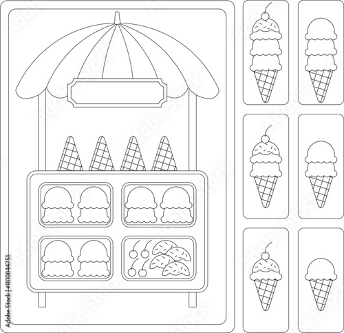 Ice Cream Shop Pretend Play Printable – Line Art
