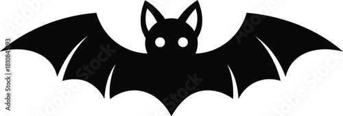 Cute Halloween Bat Silhouette Icon Vector