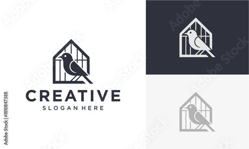 vector logo of a bird in a cage