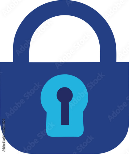 Modern flat design lock security icon representing protection and access control isolated on transparent background