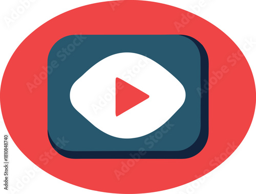 Modern flat design video play button icon simple and clean interface element isolated on transparent background