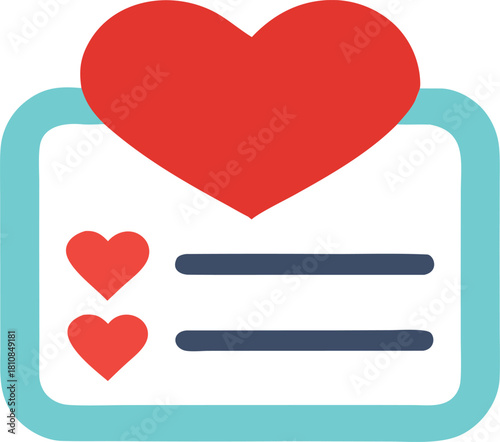 Modern flat design wishlist heart icon with a clean minimalist aesthetic isolated on transparent background