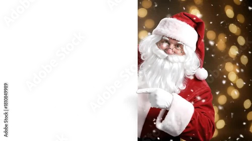 Santa Claus Pointing Blank Billboard