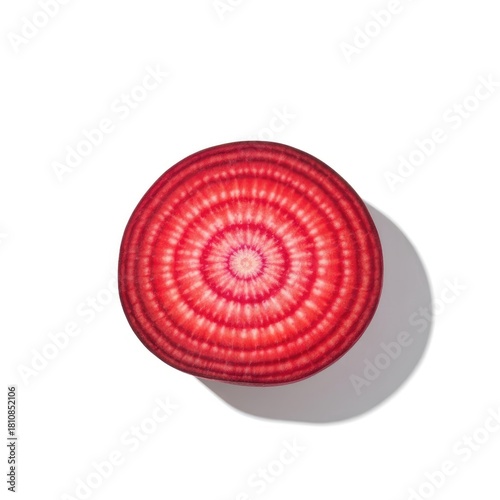 Radish slice concentric rings detail vibrant red and white pattern