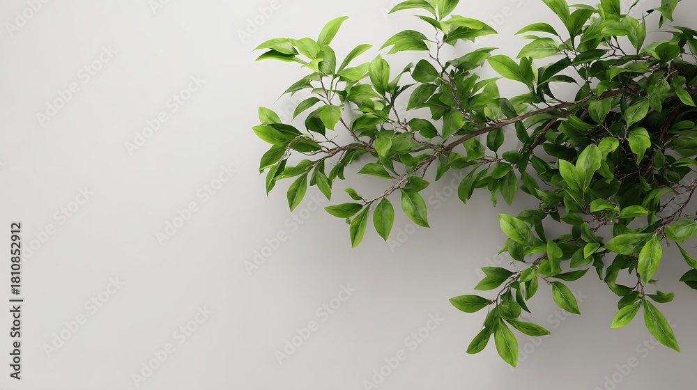 Obraz premium A Branch of a Green Plant on a White Background