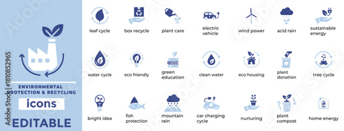 Environmental Protection and Recycling vector  icon set