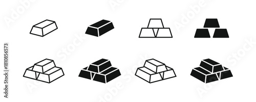Gold bar icon set vector. Gold bar stack icon. Bullion and ingot symbol. Gold bullion icon