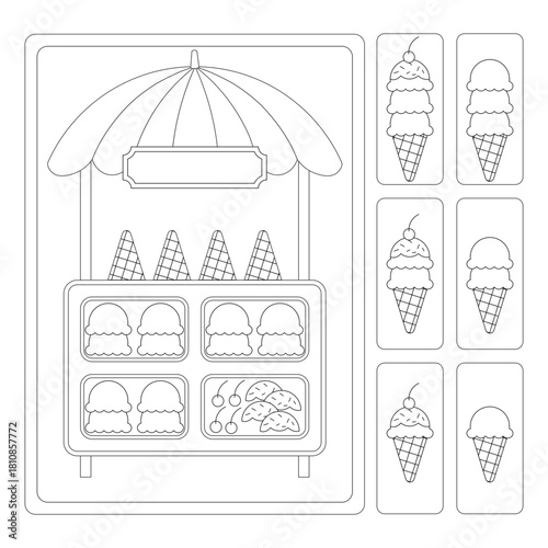 Ice Cream Shop Pretend Play Printable – Line Art