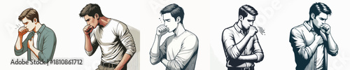 vector image of a man coughing on a white background