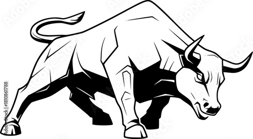 Charging Bull Silhouette, Vector Graphic EPS
