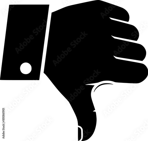 Negative Feedback: Thumbs Down Hand Gesture Icon, Simple Design, Vector Illustration, Dislike,
