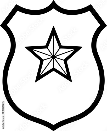 Police Badge Silhouette Icon: Isolated Vector Graphic for Law Enforcement Branding and Design
