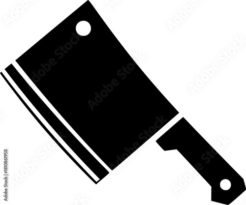 Sharp Meat Cleaver Silhouette: Butcher Icon, Isolated Vector Graphic for Restaurant Menus, Websites,

