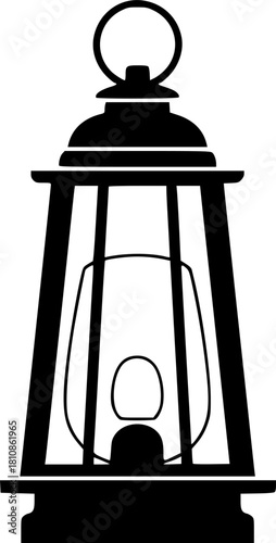 Vintage Lantern Silhouette, Black, EPS Vector
