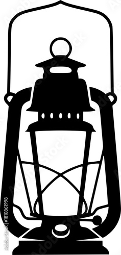 Vintage Lantern Silhouette, Black, EPS Vector
