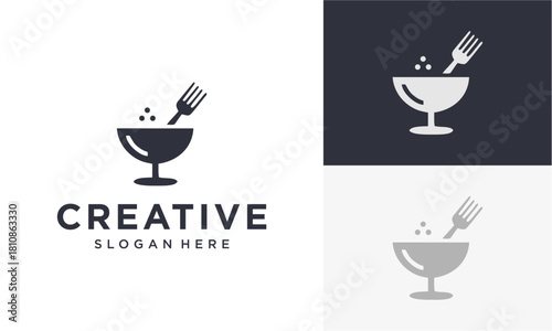 vector logo of drinking glass and spoon fork