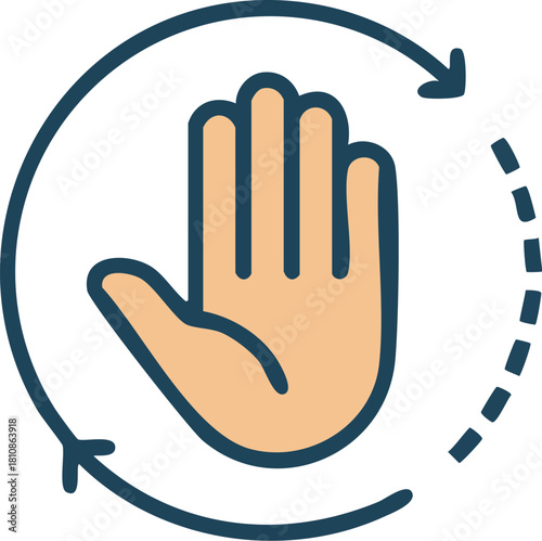 Hand and circular arrows icon representing protection, safety, and cyclical processes