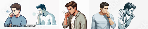vector image of a man coughing on a white background