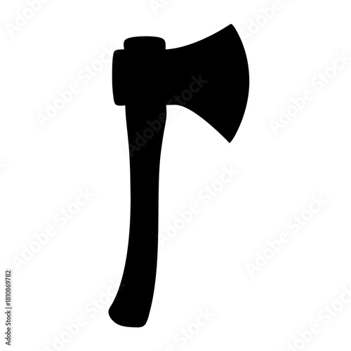 Axe Silhouette Isolated on White Background Representing Tool, Weapon or Symbol