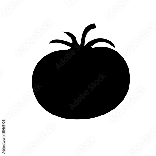 A striking silhouette of a vibrant, juicy tomato against a crisp white background