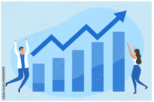 Business success people happy making money and being successful vector illustration