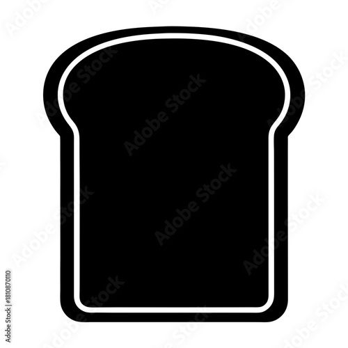 A Single Slice of Bread in Black and White Outline Form
