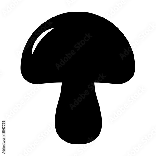 Silhouette of a mushroom with a simple, clean design on white backdrop
