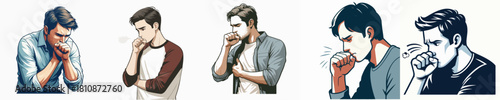 vector image of a man coughing on a white background