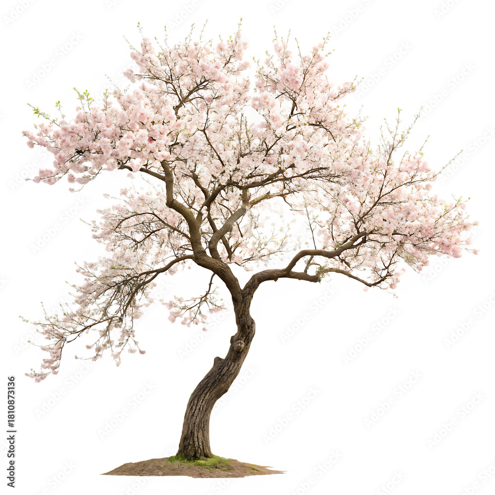 Fototapeta premium Flowering almond tree isolated on transparent background png