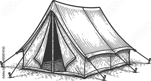 Vintage outdoor tent illustration for camping and adventure travel concepts