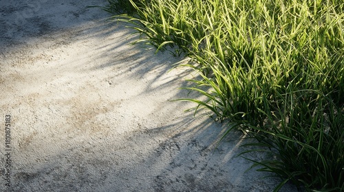A Clean Concrete Surface Contrasted with Lush Green
