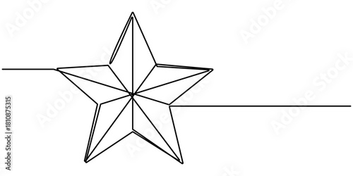 golden star continuous one line drawing, Continuous one line drawing of an abstract outlined star with golden colorings. Minimalistic vector illustration. 