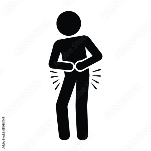 Silhouette of a person experiencing lower back pain and discomfort with radiating lines