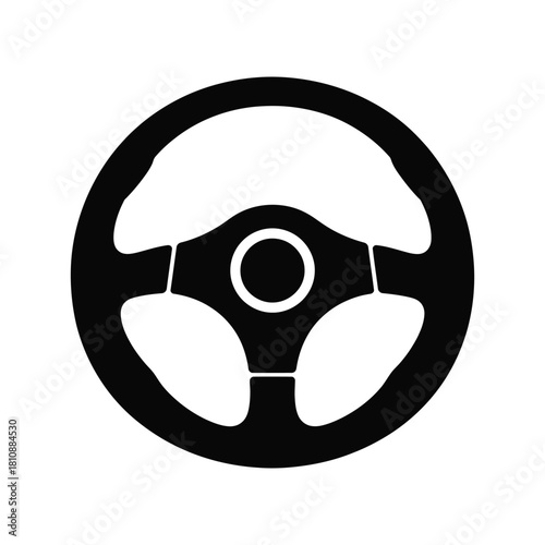 Steering Wheel Icon Silhouette Vector. Black Solid Symbol for Car, Driving, Automotive, Control, and Racing Design.