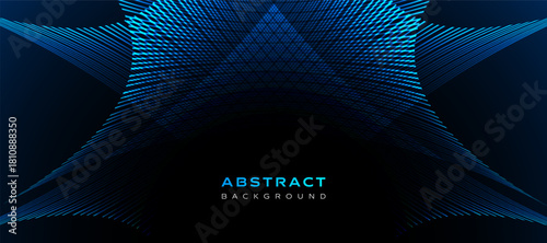 Futuristic blue abstract lines forming a glowing geometric pattern on dark background, suitable for modern technology themes. Perfect for digital presentations, UI backgrounds, vector design