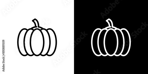 Outline Pumpkins A Set of Simple, Elegant Pumpkin Icons in Positive and Negative Space for Design