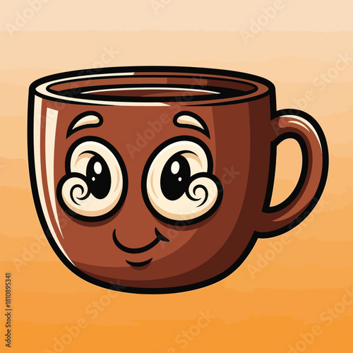 Adorable coffee mug character with a warm smile, perfect for cafe promotions, cheerful branding, and delightful breakfast menus that bring happiness and energy
