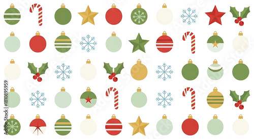 Festive Christmas Ornaments Pattern: Holiday Season Background