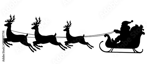 そりに乗るサンタさん黒