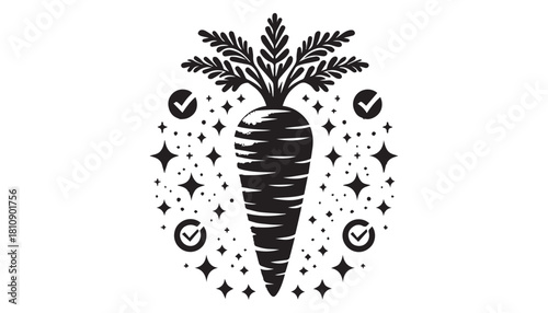 black color carrot silhouette vector illustration, solid white background