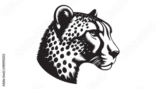 black color leopard animal silhouette vector illustration, solid white background
