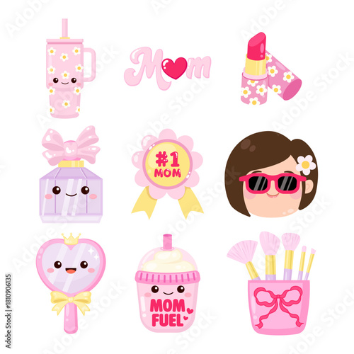 Cute mother's day pink element decoration clipart