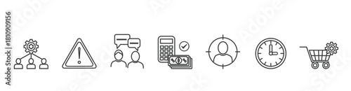 Project management banner icon vector illustration concept with icon of human resources, risk, scope, cost, communication, time and procurement