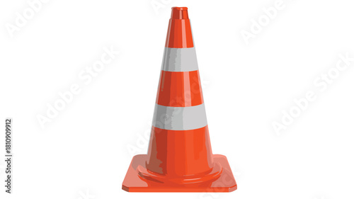 Orange Traffic Cone with White Stripes on White Background safety cone road cone