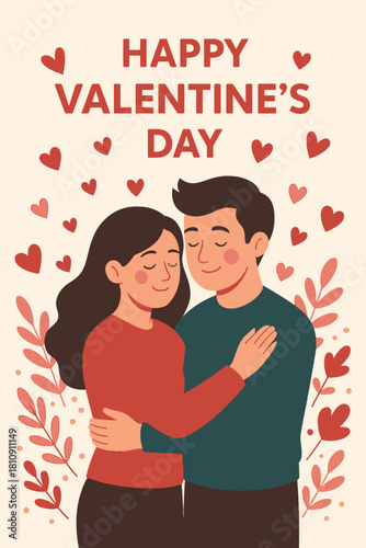 Happy valentine's day valentine couple love romance hearts relationship romantic holiday celebration vector illustration