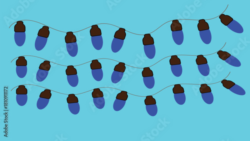 Blue String lights garlands on dark background. light effect elements for banner, poster, flyer and xmas card. vector.
